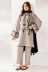 BrandsInn-3PC DHANAK EMBROIDERED SHIRT WITH CHIFFON EMB DUPATTA AND TROUSER-BI-4192